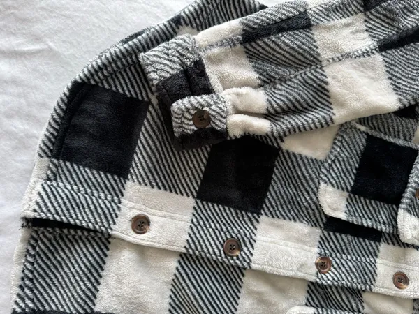 Black And White Plaid Soft Shacket - Image 3