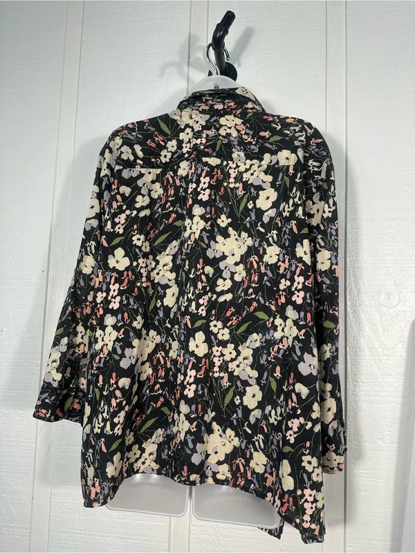Ralph Lauren Black Floral Button Down Top Size 3X EUC - Image 6
