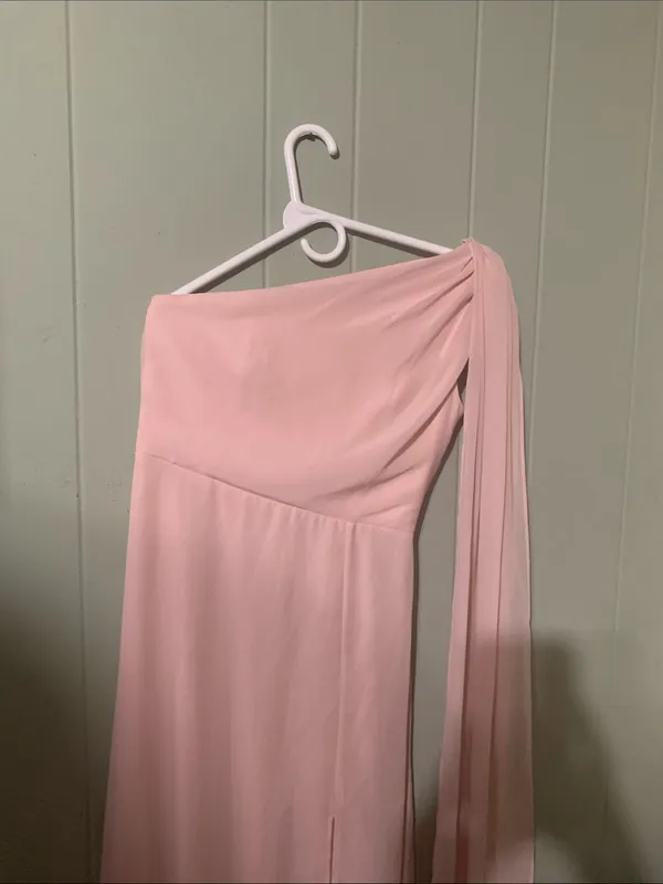 Birdy Grey One-Shoulder Blush Pink Bridesmaid Dress - Image 2