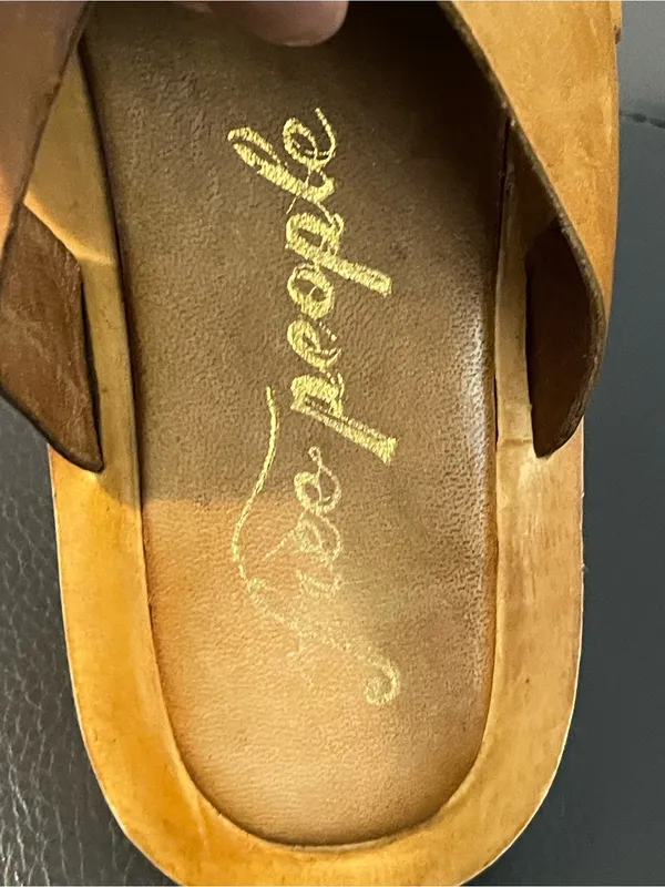 Free People Cognac Leather Crisscross Slide Sandals size 6 womens - Image 7