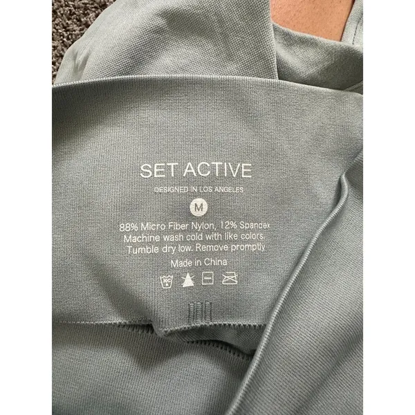 SET ACTIVE Sport Leggings Size M Ribbed High Rise Seamless - Image 5