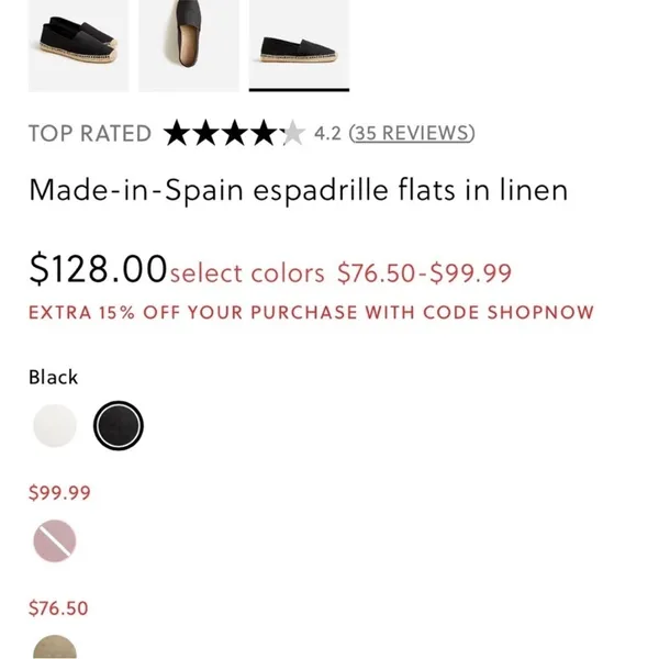 J. Crew | Made in Spain black flat espadrille 7.5 NEW - Image 4