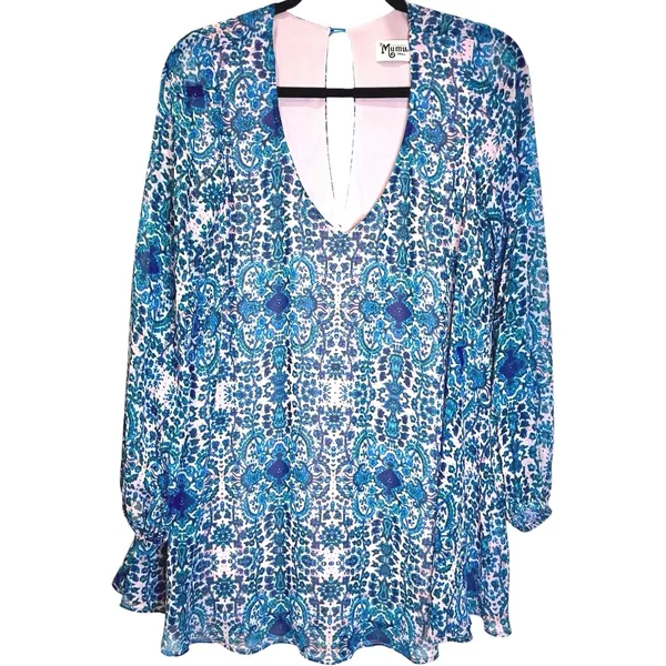 SHOW ME YOUR‎ MUMU Santorini Splash MICHELLE TUNIC Boho Mini Dress Small - Image 2
