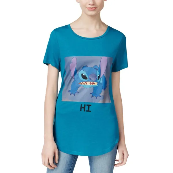 Disney Juniors Stitch Graphic Tunic T-Shirt Tee Blue S - Image 5