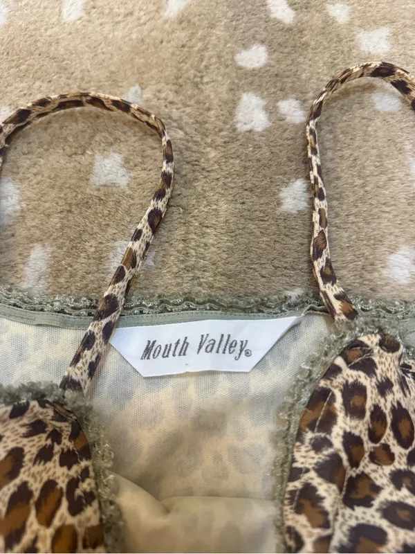Mouth Valley Leopard Print Cami Tank Top Lace Trim Y2K Japanese women’s size S - Image 5