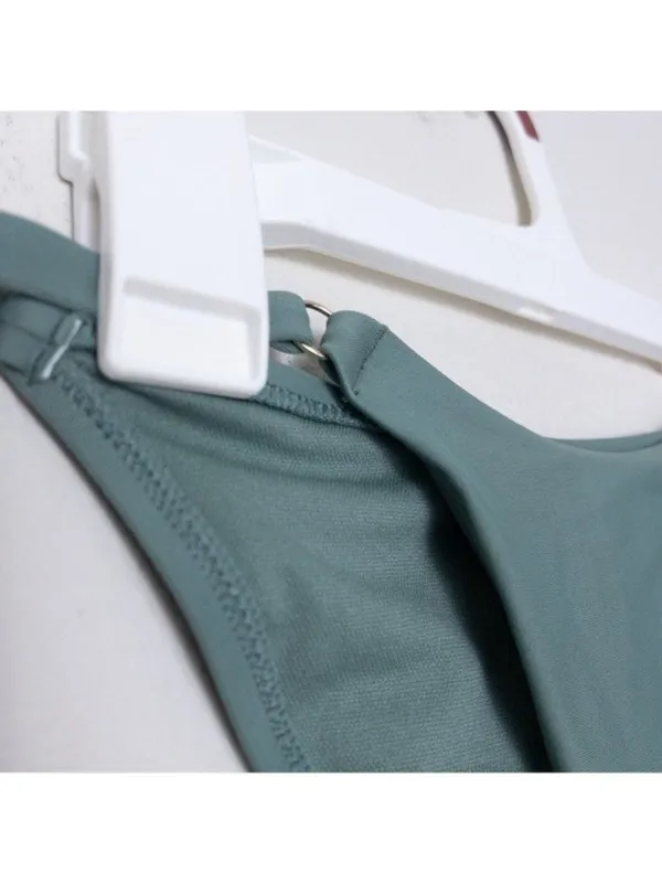 Shade & Shore NWT Ring Accent High Leg Extra Cheeky Bikini Bottom XS Green - Image 6