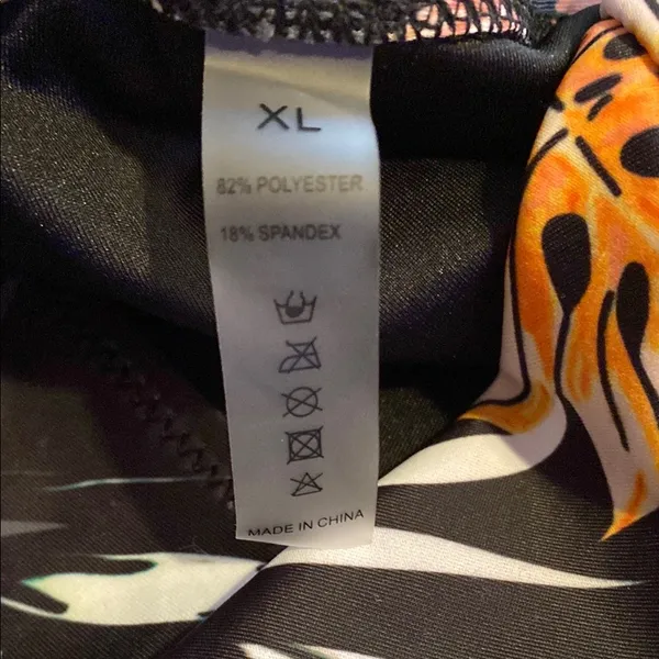 Black and Orange High-Waisted Bikini Bottoms with Floral Print - Image 5