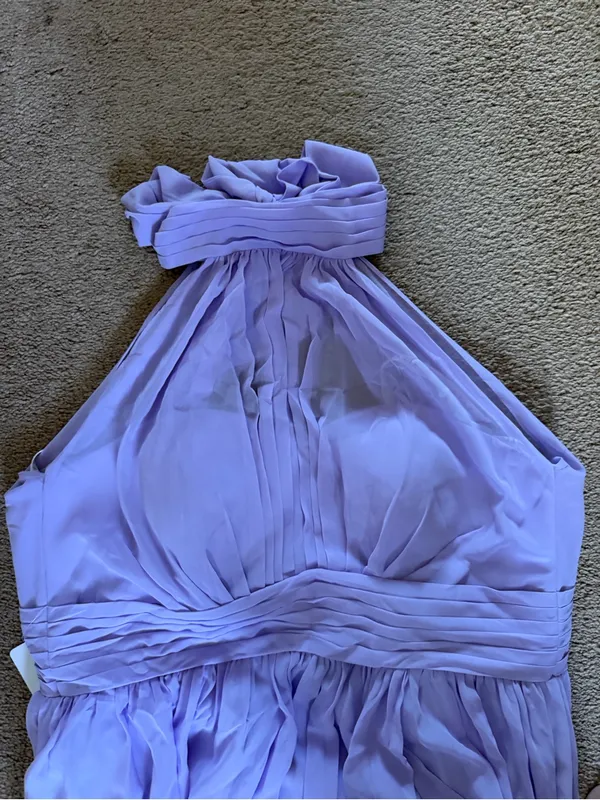Azazie Lilac Chiffon Wrap Bodice Gown - Image 7