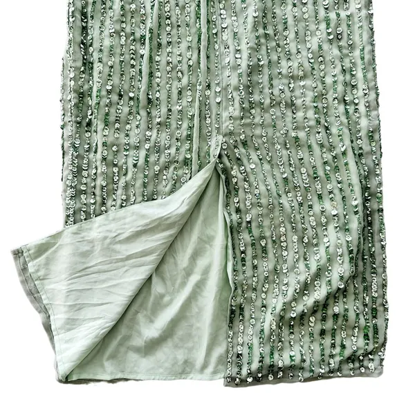 Mac Duggal Sage Green Full Bead Sequin Midi Dress Size 6 NEW #93606 Wedding Prom - Image 10