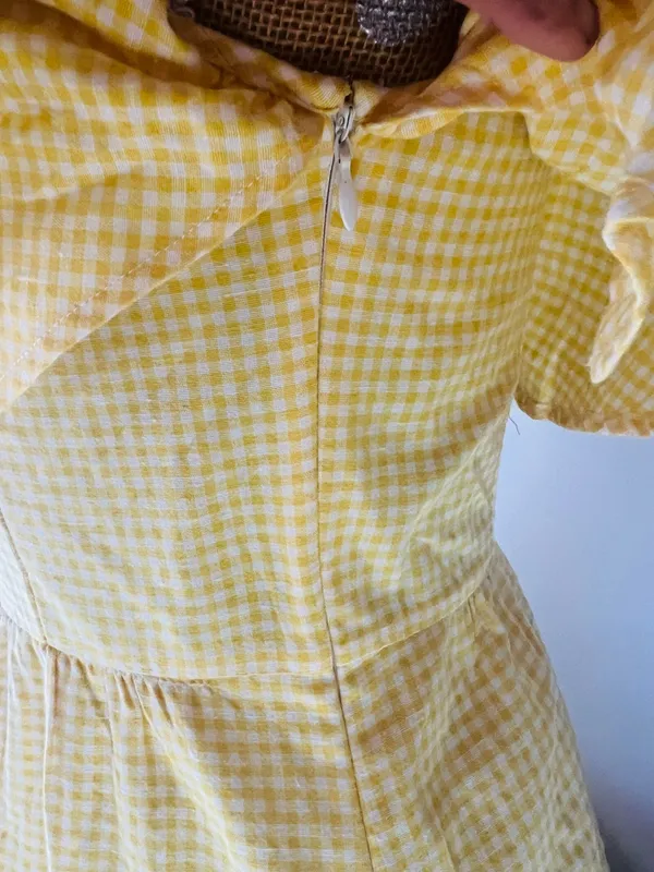 Altar'd State Yellow Gingham One-shoulder Short Dress - Image 4