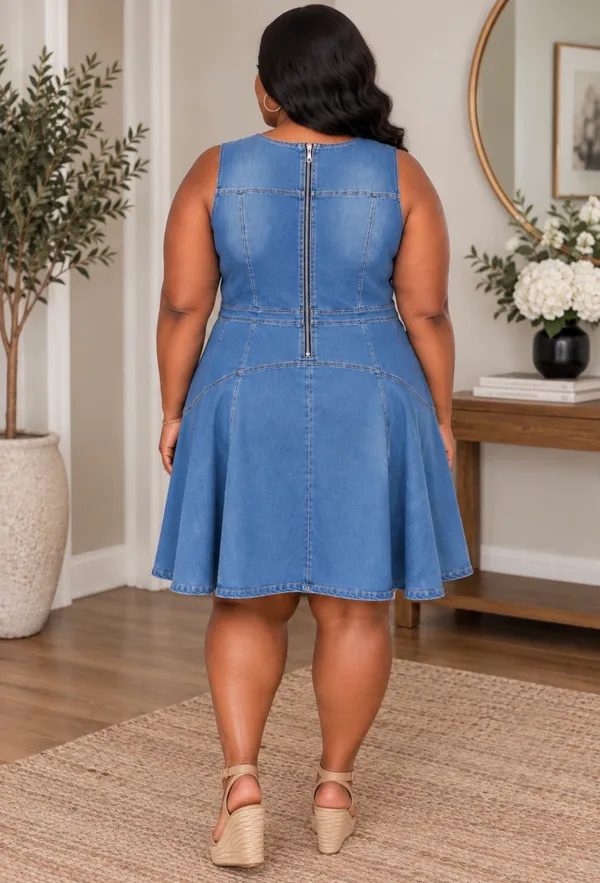 Ashley Stewart Light Blue Denim Mini Dress - Image 2
