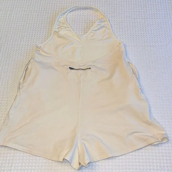 Free People Movement NEW! $60 Movement XS HOT SHOT HALTER ROMPER ONESIE Tofu Ivory Cream - Image 6