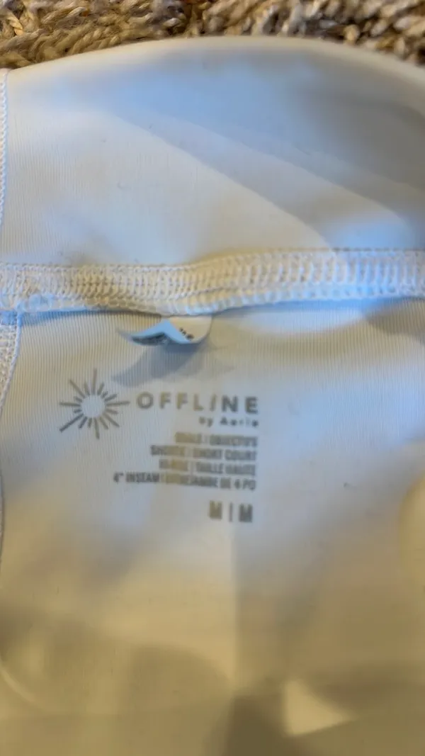 OFFLINE by Aerie high rise white biker shorts no front inseam, side pockets - Image 5