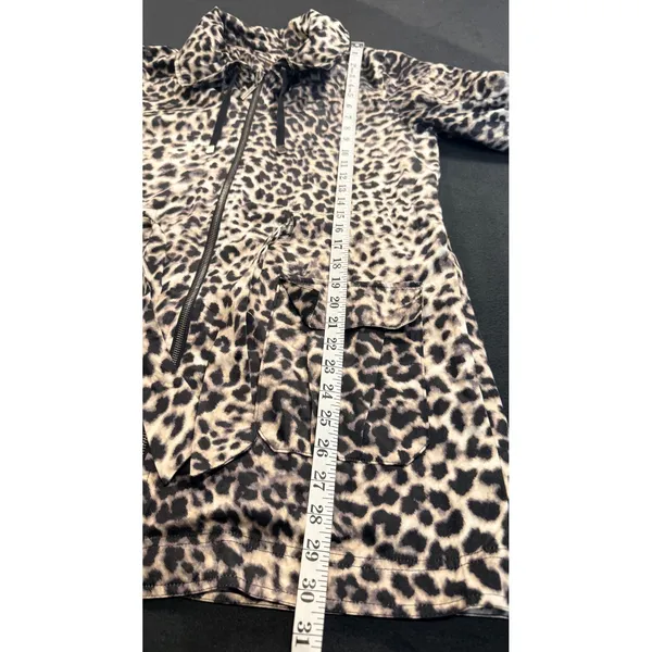 Dana Buchman Leopard Print Hooded Utility Jacket Tan Black Size M Rainjacket - Image 12