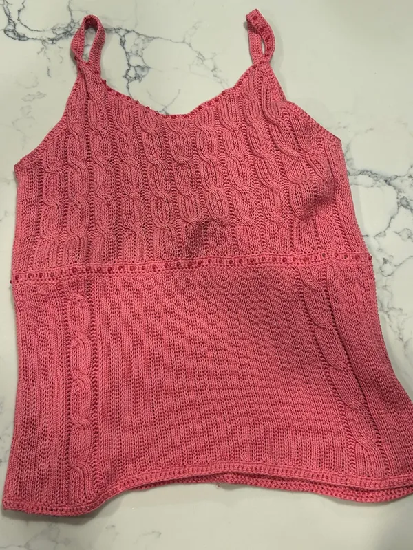 Tommy Bahama Pink Knit Cable Tank Top size small silk/cotton blend - Image 2
