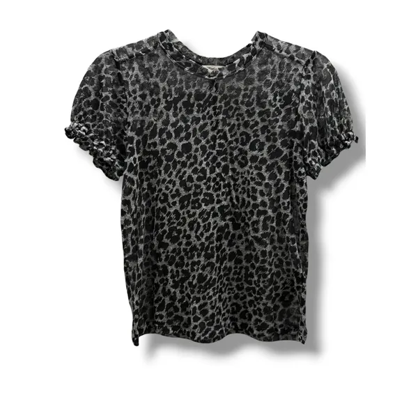 Pilcro Anthropologie Bennie Slim Cotton‎ Slub Burnout Leopard Print Tee Puff XS - Image 2