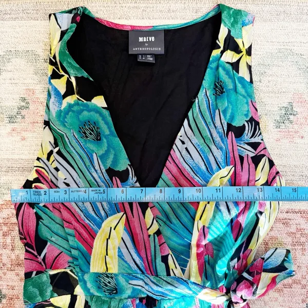 Anthropologie Cupro Faux Wrap Maxi Dress Size 0 Floral‎ Resort Tropical Vacation - Image 6