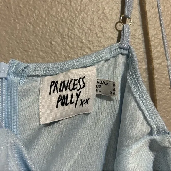 Princess Polly Ocenaia blue shimmer cocktail party mini dress women size small 4 - Image 8