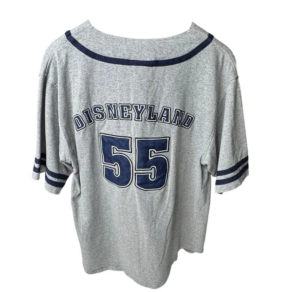 Disney Disneyland 55th Anniversary Mickey Mouse Baseball Jersey Gray Navy Small - Image 2