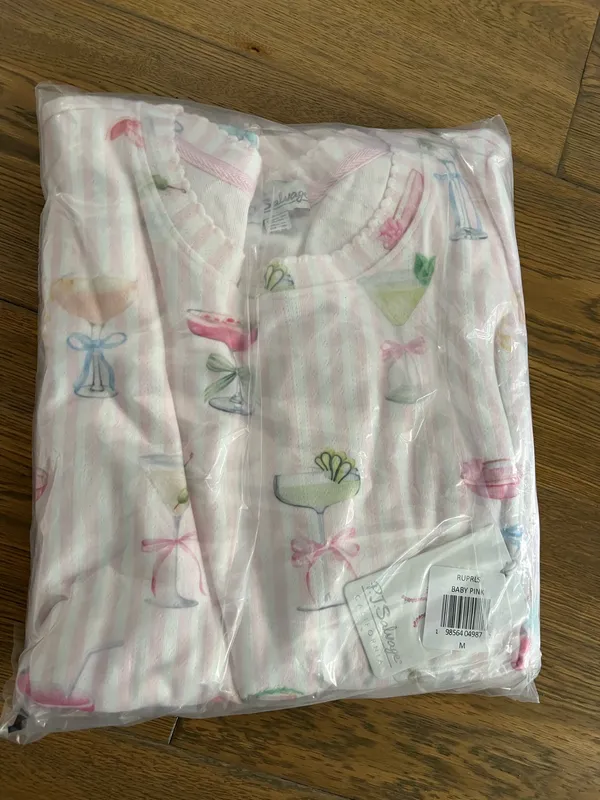 NEW P.J. Salvage Pretty Punch cocktail Pajama Set Baby Pink Stripe Size M - Image 11