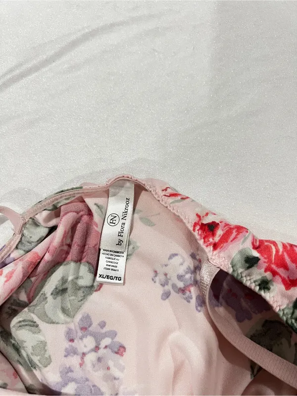 Flora Nikrooz Chemise Slip Nightgown Pajama Dress Size XL Pink Floral Lace - Image 10