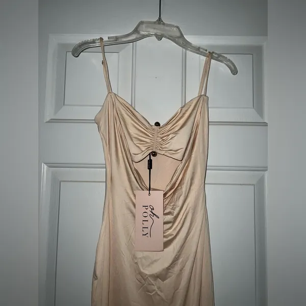 Oh Polly Julane Slinky Jersey Ruched Cut-Out Midaxi Dress in Buttercream Size 4 - Image 11