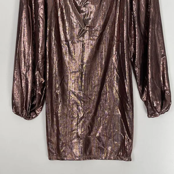 Nasty Gal Rose Gold‎ Metallic Mini Dress Size 8 NWT Night Out Party Cocktail - Image 8