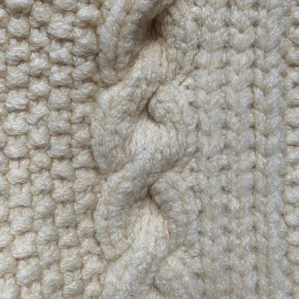 Vintage Hand Knit Oatmeal Cable Knit Fisherman Cardigan Sweater Cropped Cozy - Image 5