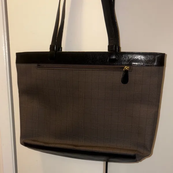 Elegant Black and Brown Women's Tote Bag for office plaid - Image 9