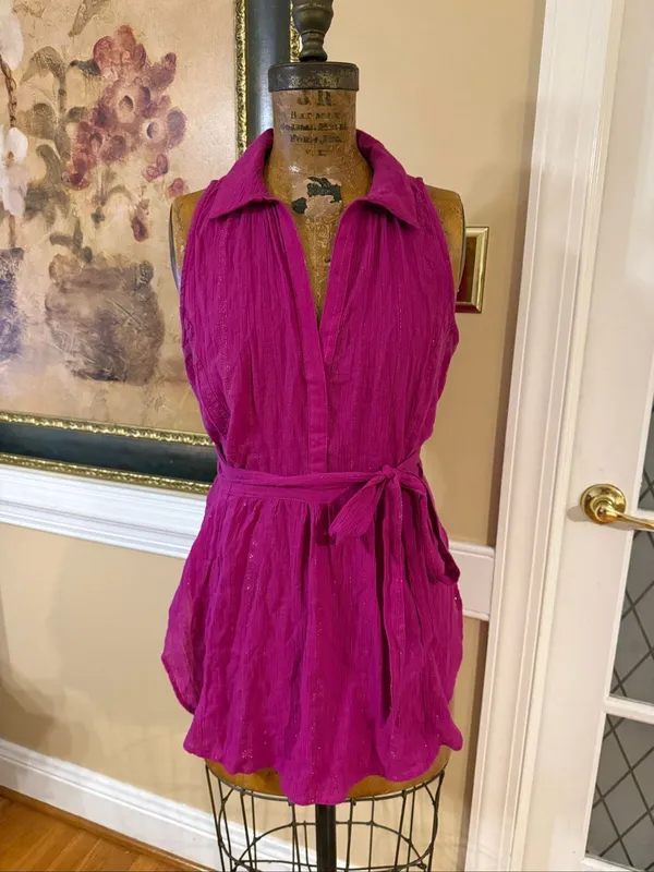 Anthropologie Maeve | Batavia Fuchsia Sleeveless Tunic | Women's Small - Image 2