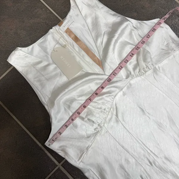 NEW Meshki Meghan Sleeveless Satin V-Neck Maxi Dress Ivory XXXL READ - Image 13