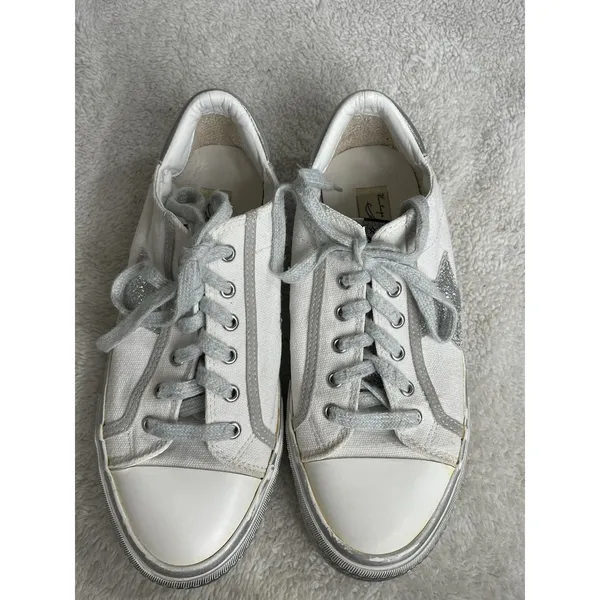Vintage Havana Alive Glitter Lace Up Womens White Sneakers Size 38 (7-8) - Image 2