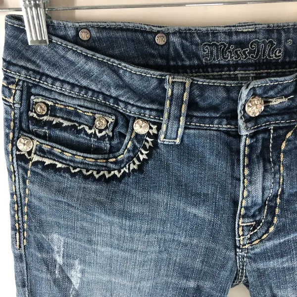 Miss Me Womens Jeans JE5014B40X Boot Cut Embellished Embroidered Flap Pockets 29 - Image 2