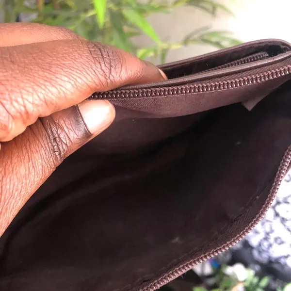 Chocolate brown vegan leather wristlet wallet purse zippered organizer. - Image 3