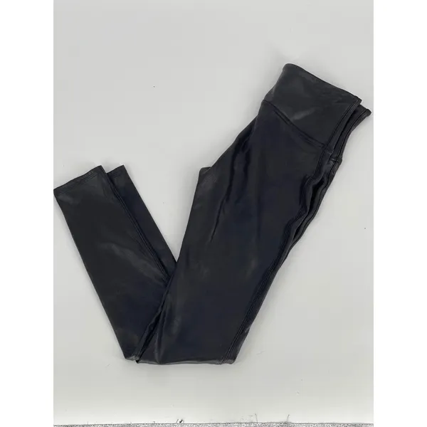 Spanx Faux Leather Leggings Black High‎ Waisted Shaper Pants Medium Excellent - Image 4
