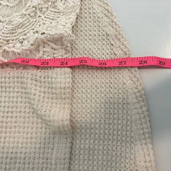 ANDTHEWHY Womens Cream Waffle Knit Lace Panel Long‎ Sleeve Top Small - Image 8