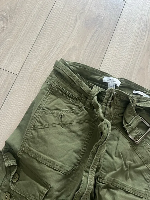 forever 21 army green cargo utility pants low rise flare jeans bottoms - Image 2