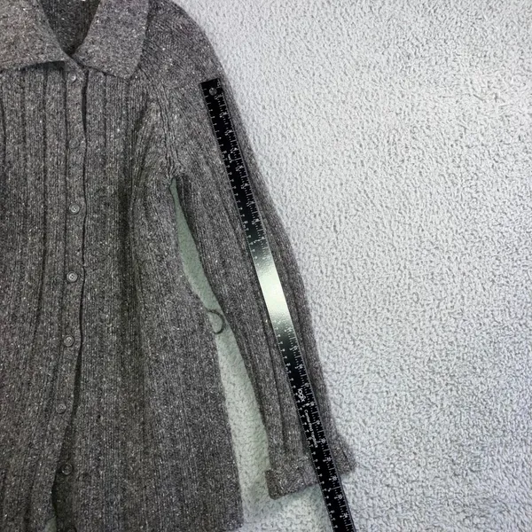 J. Crew Cardigan Sweater Women Medium Gray Wool Blend‎ Button Knit Mid Length - Image 7