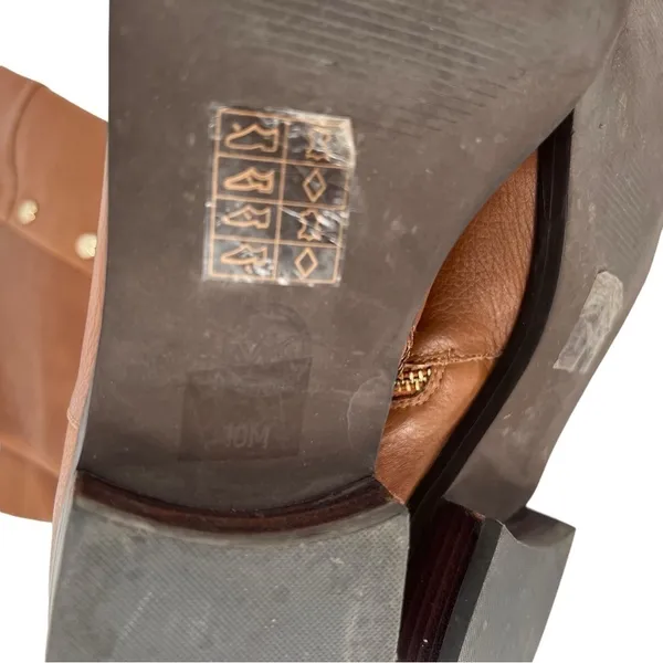 Michael Kors Tan Leather Riding Boots Knee High Zip Low Heel Size 10M Almond Toe - Image 12