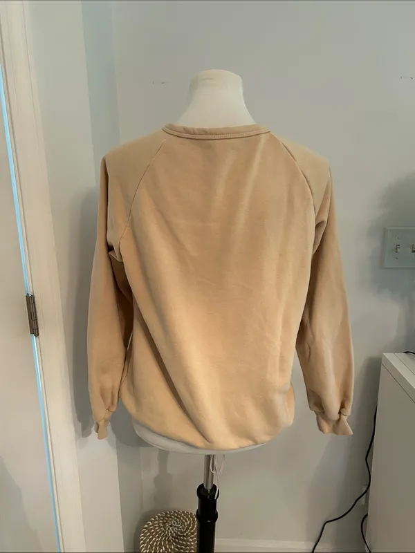 Cutest Light Tan Rainbow Stripe Fitted Crewneck Sweater - Image 2