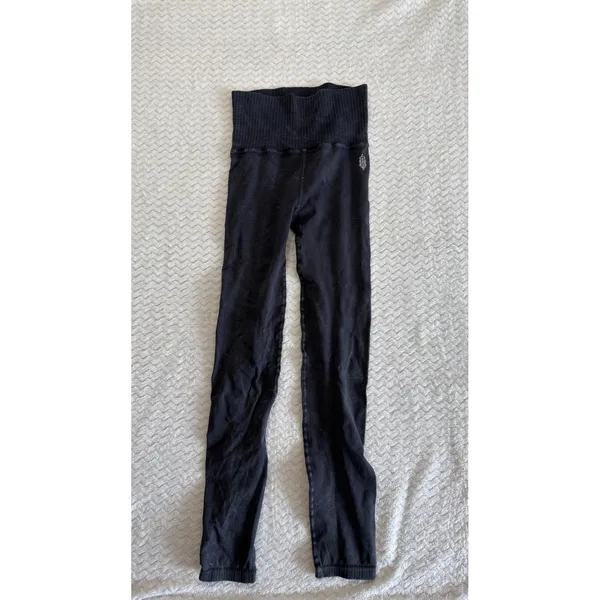 Free People Movement Good Karma Ribbed Leggings Black Mineral Wash High Rise - Image 2