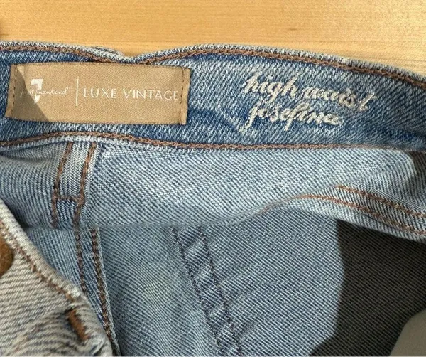7 For All Mankind Luxe Vintage High Waist Josefina Light Blue Size 24 - Image 4