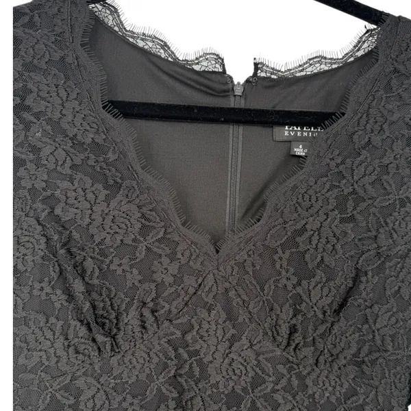 Adrianna Papell Black Lace Long Sleeve Sheath Dress Size 4 Whimsigoth Romantic - Image 5