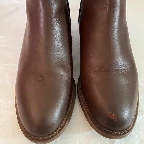 FRANCO SARTO (7) BROWN LEATHER ANKLE BOOT WITH SIDE ZIP PREOWNED - Image 9