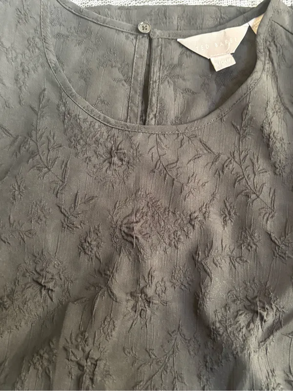Ted Baker Black Textured Short Sleeve Top - Image 3
