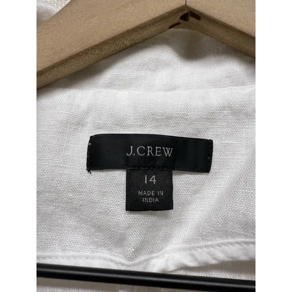 J. Crew Parke 100% Linen Blazer Jacket Women Sz‎ 14 White Unstructured Preppy - Image 3