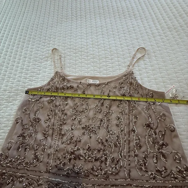 Venus Nude Beige Sequined Party Cami Top Shirt Sleeveless NWOT Sz L Large - Image 7