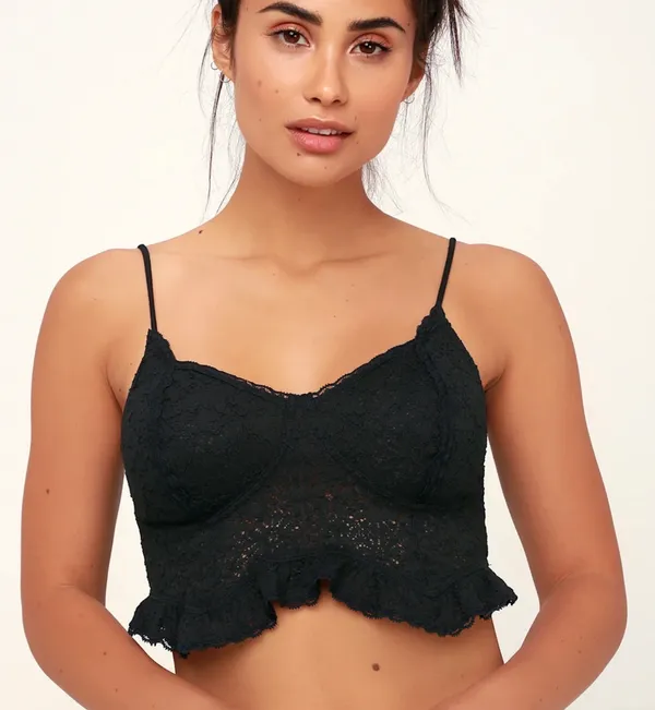 Free People Fleur De Lys Black Lace Crop Cami - Image 3
