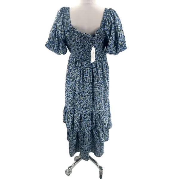 NWT English Factory tiered ruffle floral texturized maxi dress puff‎ sleeve sz M - Image 4