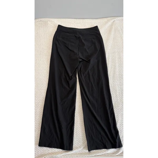 Athleta Black Wide Leg Side Zip Trousers Snap side Pants Size 4 - Image 2